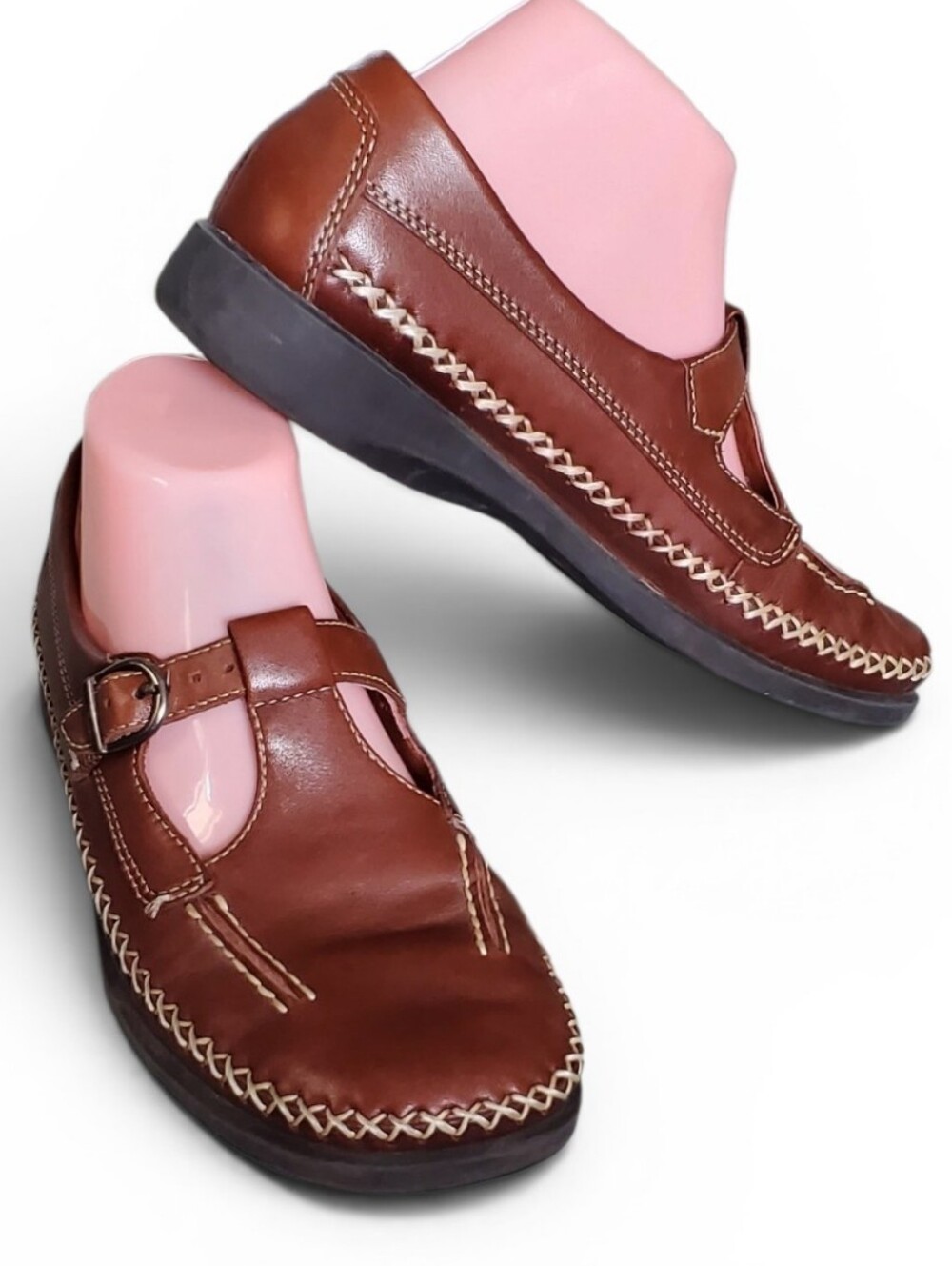 Dexter Women's Brown Leather Mary Jane Slip-On Shoes. Sz. 8.5 N.